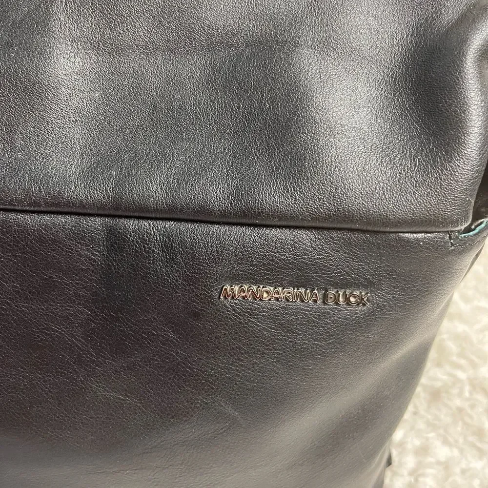 Mandarina Duck Soft Leather Black laptop,Computer office shoulder bag